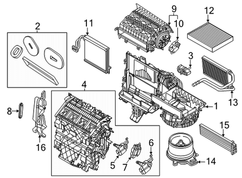 2022 Ford Maverick A/C Evaporator Components Filter Diagram for JX6Z-19N619-E