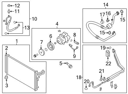 2018 Genesis G80 A/C Condenser, Compressor & Lines Pulley Assembly-Air Conditioner Compressor Diagram for 97643F6100