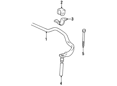 1995 Toyota T100 Stabilizer Bar & Components - Front Stabilizer Bar Bolt Diagram for 90101-10140