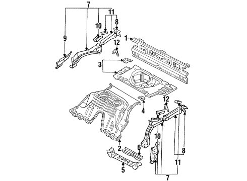 1992 Nissan 300ZX Rear Body Panel, Floor & Rails Floor-Rear, Front Diagram for 74512-32P60