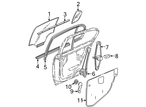 2003 Chevrolet Malibu Rear Door - Glass & Hardware Sealing Strip Asm-Rear Side Door Window Inner Diagram for 22605162