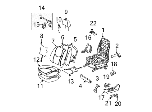 Diagram for 2006 Toyota RAV4 Front Seat Components 