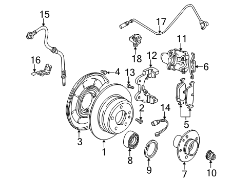 2001 BMW M3 Rear Brakes Brake Disc, Ventilated, Left Diagram for 34212282303