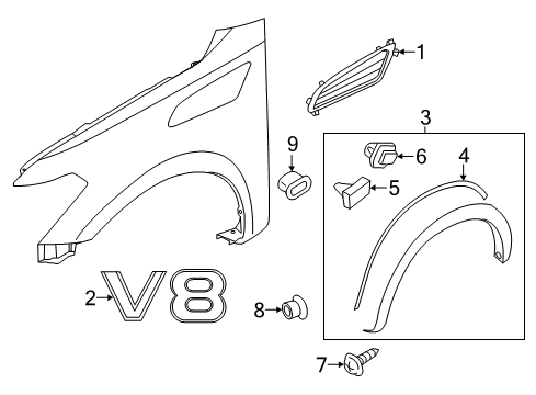 2021 Nissan Armada Exterior Trim - Fender Rubber-Over Fender, RH Diagram for 63880-1LA1A