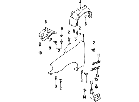 2000 Daewoo Lanos Fender & Components, Exterior Trim Air Deflector Bolt Diagram for 94530507