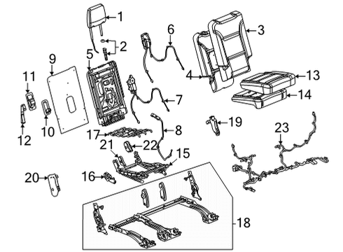 2022 Chevrolet Suburban Third Row Seats Seat Cushion Pad Diagram for 84678528