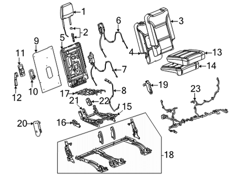 2022 Chevrolet Suburban Third Row Seats Outer Finish Panel Diagram for 84266456