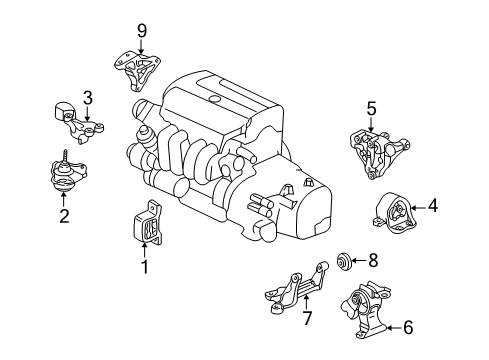 2011 Honda Element Engine & Trans Mounting Stopper, FR. Engine (AT) Diagram for 50840-SCV-A81