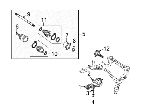 2003 Infiniti M45 Axle & Differential - Rear INSULATOR-Differential Mounting Diagram for 55476-AR003