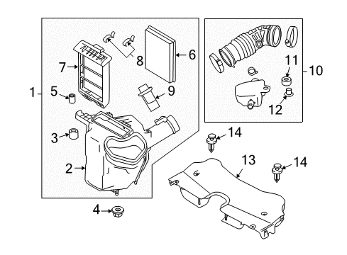 2009 Infiniti FX35 Powertrain Control Duct-Air Diagram for 16554-1CB0B
