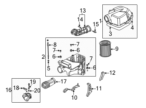 2002 Acura RSX Powertrain Control Cover Set, Air Cleaner Diagram for 17202-PNA-010