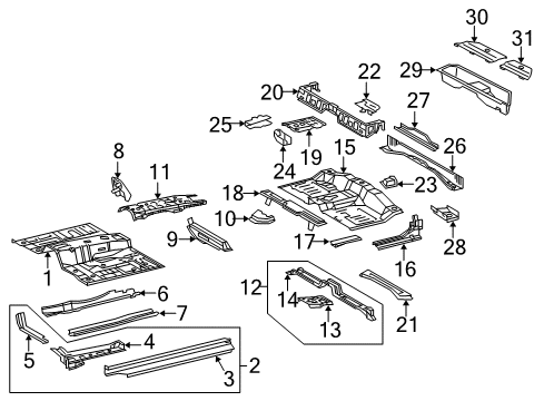 2012 Toyota Tacoma Cab - Floor Hole Cover Diagram for 58332-04030