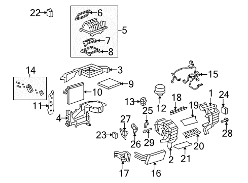 2009 Saturn Vue A/C Evaporator & Heater Components Lever Diagram for 15900328