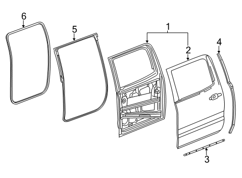 2018 GMC Yukon XL Rear Door Lower Seal Diagram for 23253591