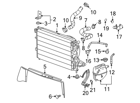 2006 Pontiac Torrent Radiator & Components Coolant Recovery Reservoir Vent Hose Diagram for 15781530