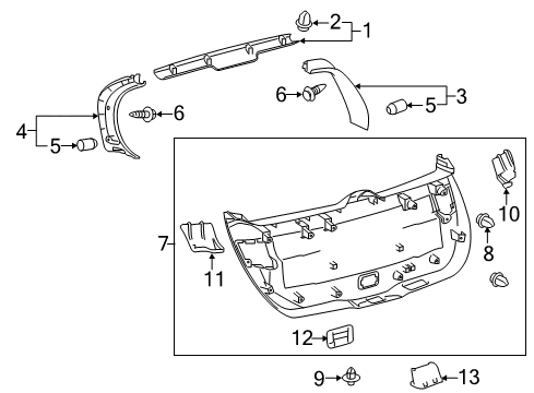 2018 Toyota Corolla iM Interior Trim - Lift Gate Upper Panel Diagram for 64790-12080-C0