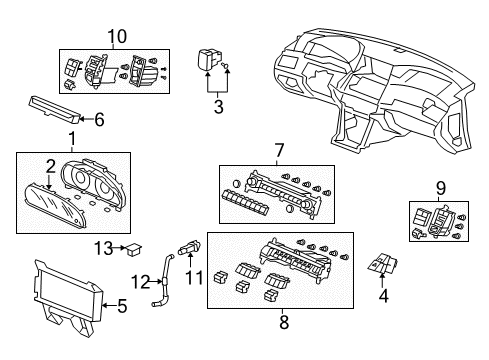 2010 Honda Accord Cluster & Switches, Instrument Panel Switch Assembly, Automatic Air Conditioner (Gun Metallic) Diagram for 79620-TA0-A01ZA