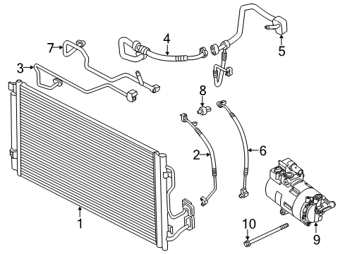 2014 BMW i3 A/C Condenser, Compressor & Lines Pressure Pipe, Front Diagram for 64509291276