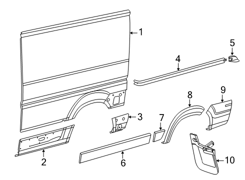 2018 Ram ProMaster 2500 Side Panel & Components, Exterior Trim Molding-Body Side Diagram for 1ZT43LAHAA