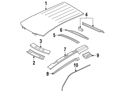 1997 Oldsmobile Silhouette Roof & Components Weatherstrip, Front Side Door Roof Drip Diagram for 19153442