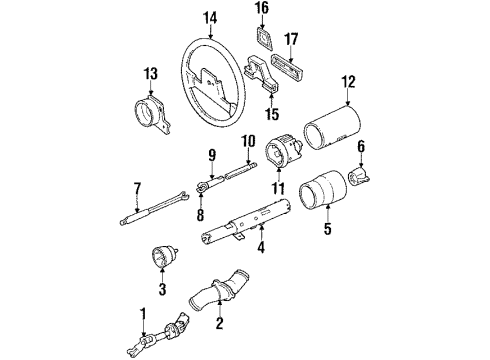 1989 Cadillac Eldorado Steering Column & Wheel Switch Asm, Steering Column Ignition Diagram for 7846340