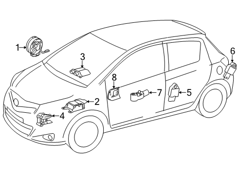 2018 Toyota Yaris Air Bag Components Side Impact Sensor Diagram for 89831-02140