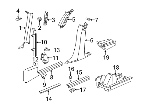 2006 Dodge Charger Interior Trim - Pillars, Rocker & Floor Nut-Snap In Diagram for 6506878AA