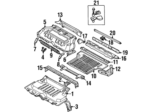 1998 Acura SLX Rear Body - Floor & Rails Panel Assembly, Rear Floor Diagram for 8-97164-296-0