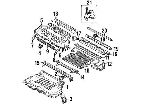 1997 Acura SLX Rear Body - Floor & Rails Reinforcement, Rear Center Seatbelt Diagram for 8-94359-653-1