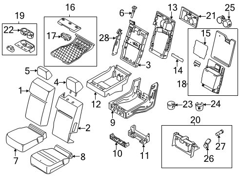 2022 Ford F-350 Super Duty Front Seat Components Rear Cup Holder Diagram for FL3Z-1813562-AR