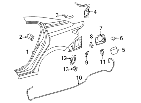 2021 Nissan Sentra Fuel Door Cable Assy-Fuel Filler Lid Opener Diagram for 78821-6LB0A