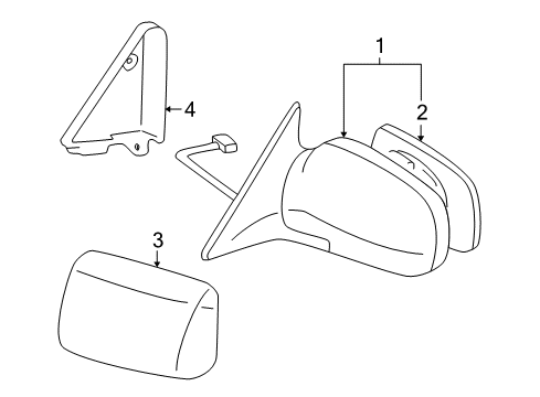 2004 Toyota RAV4 Outside Mirrors Mirror Glass Diagram for 87961-42730