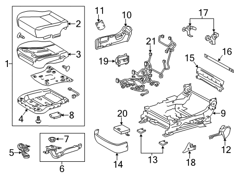 2014 Lexus LS600h Passenger Seat Components Front Seat Set Diagram for 71002-50K50-A7