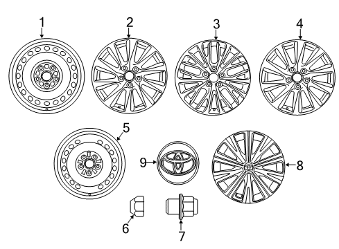 2019 Toyota Camry Wheels, Covers & Trim Wheel, Alloy Diagram for 42611-06E10