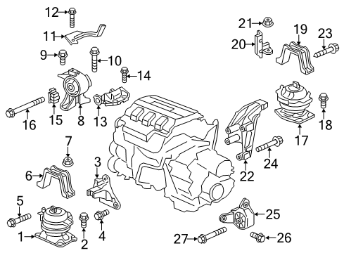 2017 Honda Odyssey Engine & Trans Mounting Stay E, Engine Harness Diagram for 32745-RV0-A00