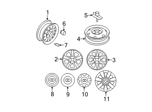 2008 Hyundai Accent Wheels, Covers & Trim 16 Inch Wheel Diagram for 52910-1E405