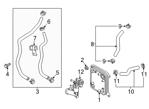 2018 Kia Optima Trans Oil Cooler Hose & Clamp Assembly Diagram for 25450-E6500