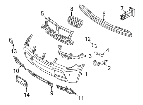 2010 BMW X3 Front Bumper Closed Grid, Left Diagram for 51113417725