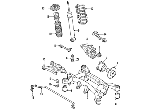 2012 BMW X5 Rear Suspension, Lower Control Arm, Upper Control Arm, Ride Control, Stabilizer Bar, Suspension Components Stabilizer, Rear Diagram for 33556783041