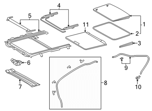 2022 Toyota Corolla Cross Sunroof Sunroof Glass Diagram for 63201-0A040