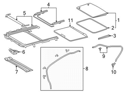 2022 Toyota Corolla Cross Sunroof Sunroof Frame Diagram for 63203-0A040