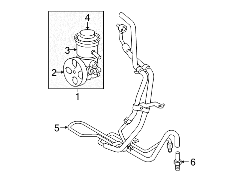 2005 Toyota Tacoma P/S Pump & Hoses, Steering Gear & Linkage Pressure Hose Diagram for 44410-04190