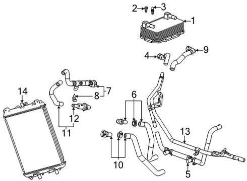 2021 Chevrolet Corvette Trans Oil Cooler Cooler Pipe Diagram for 84369150