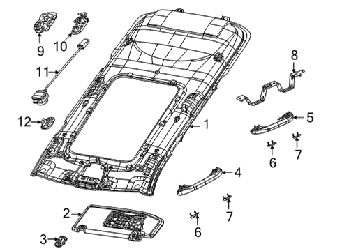 2022 Jeep Grand Wagoneer Interior Trim - Roof Support-Visor Diagram for 6MX32WA6AB