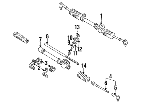 1993 Nissan Sentra P/S Pump & Hoses, Steering Gear & Linkage Boot Kit-Manual Steering Gear Diagram for 48204-50Y25
