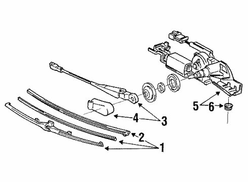 1992 Honda Accord Lift Gate - Wiper & Washer Components Blade, Rear Windshield Wiper Diagram for 76730-SF1-003
