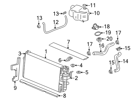 2004 Buick LeSabre Radiator & Components Coolant Recovery Reservoir Hose Assembly Diagram for 25706712