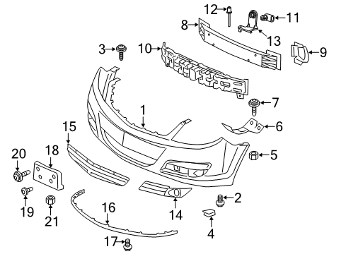 2007 Saturn Aura Switches & Sensors Retainer, Air Inlet Grille Panel Diagram for 15999788
