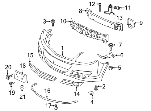 2007 Saturn Aura Switches & Sensors Bumper Cover U-Nut Diagram for 21093771