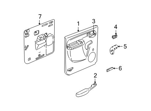 2002 Cadillac Escalade EXT Front Door Armrest Diagram for 15062476